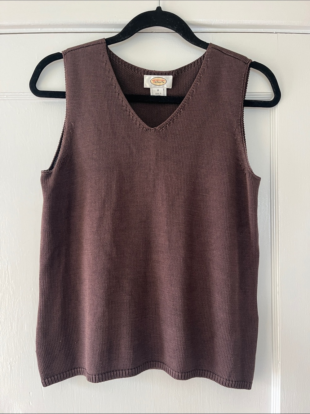 Talbots Silk Sleeveless V-Neck Knit Top - Deep Chocolate